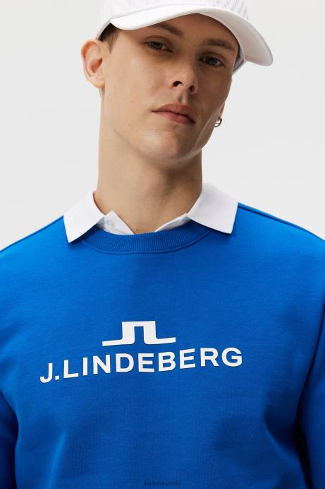 Men J.Lindeberg Lapis Blue Alpha Crew Neck Sweatshirt Clothing 8R62644