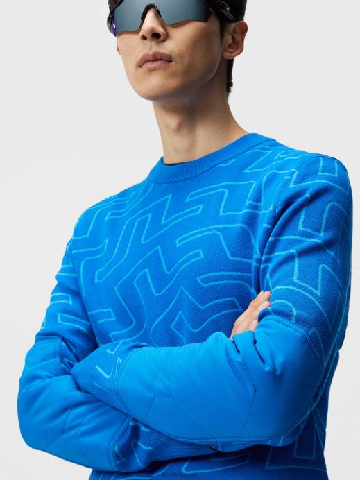 Men J.Lindeberg Lapis Bridge Swirl Bridge Swirl Knitted Sweater Clothing 8R62577