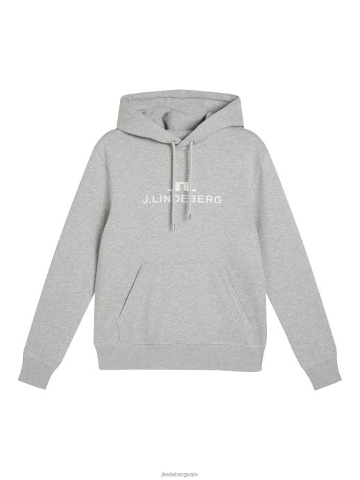 Men J.Lindeberg Light Grey Melange Alpha Hoodie Clothing 8R62641