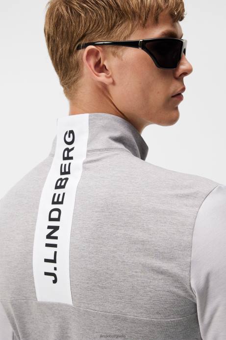 Men J.Lindeberg Light Grey Melange Banks Mid Layer Clothing 8R62498