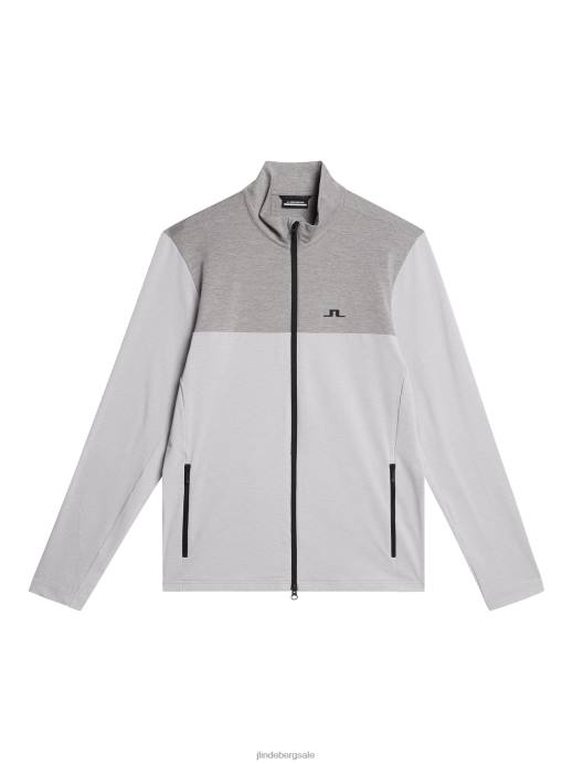 Men J.Lindeberg Light Grey Melange Banks Mid Layer Clothing 8R62498