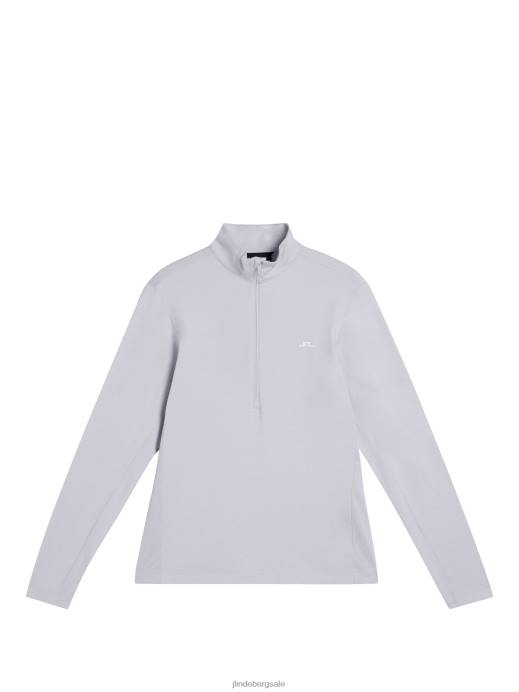 Men J.Lindeberg Light Grey Melange Luke Half Zip Mid Layer Clothing 8R62616