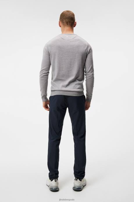 Men J.Lindeberg Light Grey Melange Lymann Knitted Sweater Clothing 8R62653