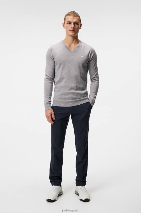 Men J.Lindeberg Light Grey Melange Lymann Knitted Sweater Clothing 8R62653