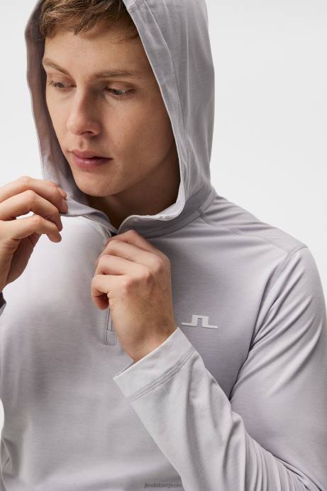 Men J.Lindeberg Light Grey Melange Stefan Hoodie Clothing 8R62575