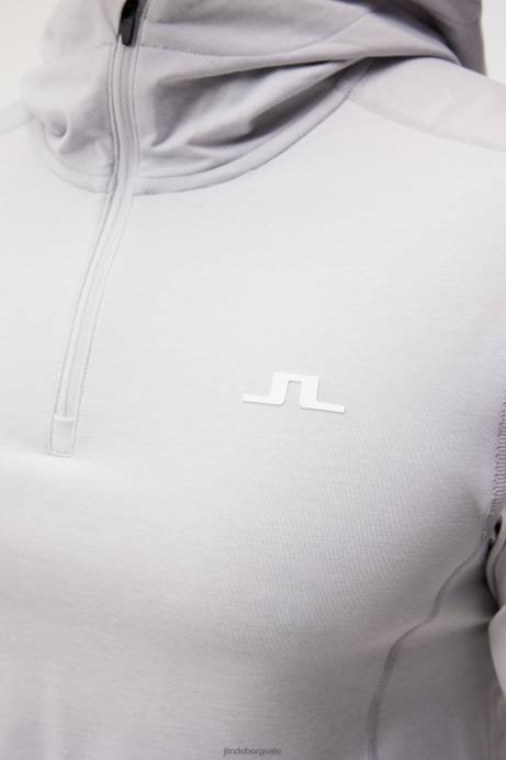 Men J.Lindeberg Light Grey Melange Stefan Hoodie Clothing 8R62575