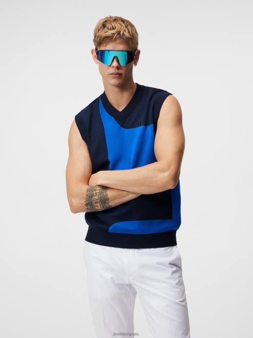 Men J.Lindeberg Navy Davis Knitted Vest Clothing 8R62592