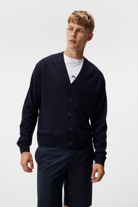 Men J.Lindeberg Navy Lucas Knitted Cardigan Clothing 8R62548
