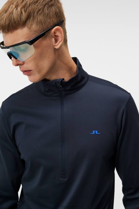 Men J.Lindeberg Navy Luke Half Zip Mid Layer Clothing 8R62528
