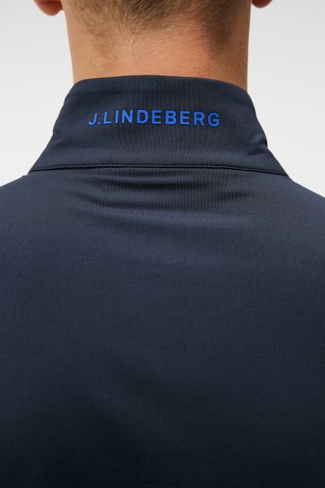 Men J.Lindeberg Navy Luke Half Zip Mid Layer Clothing 8R62528