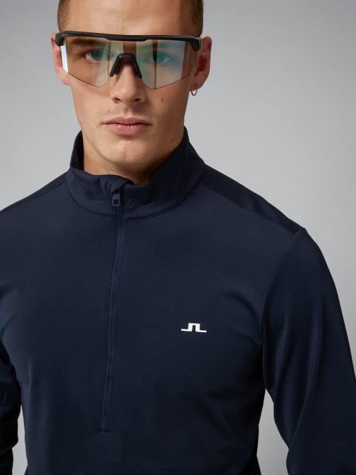 Men J.Lindeberg Navy Luke Half Zip Mid Layer Clothing 8R62667
