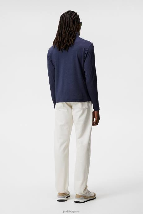 Men J.Lindeberg Navy Melange Luke Half Zip Mid Layer Clothing 8R62615