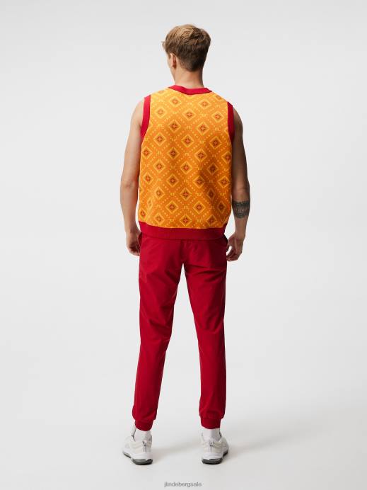 Men J.Lindeberg Orange Diamond Logo Jack Knitted Vest Clothing 8R62600