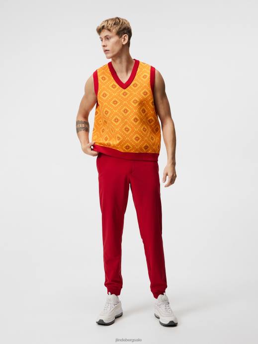 Men J.Lindeberg Orange Diamond Logo Jack Knitted Vest Clothing 8R62600
