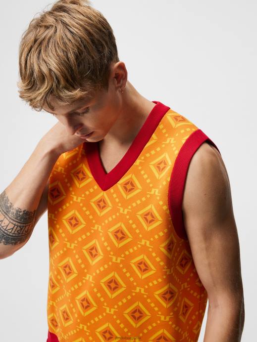 Men J.Lindeberg Orange Diamond Logo Jack Knitted Vest Clothing 8R62600