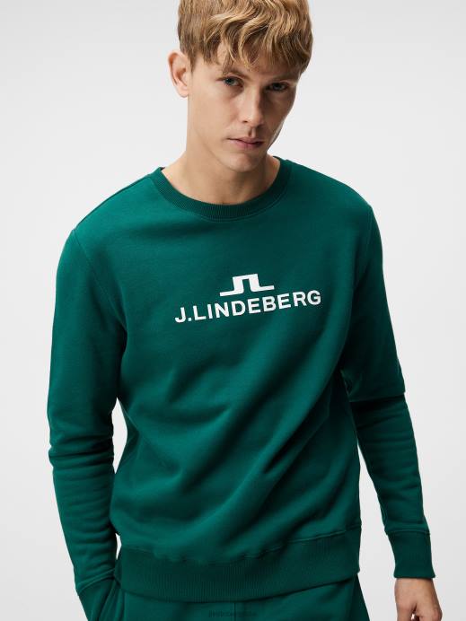 Men J.Lindeberg Rain Forest Alpha Crew Neck Sweatshirt Clothing 8R62642