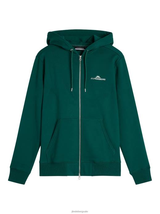 Men J.Lindeberg Rain Forest Alpha Zip Hood Clothing 8R62638