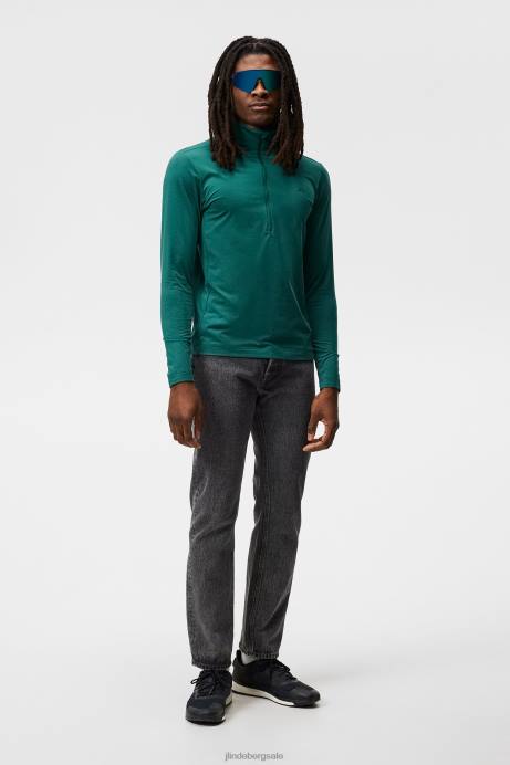 Men J.Lindeberg Rain Forest Melange Luke Half Zip Mid Layer Clothing 8R62614