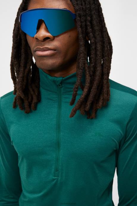 Men J.Lindeberg Rain Forest Melange Luke Half Zip Mid Layer Clothing 8R62614