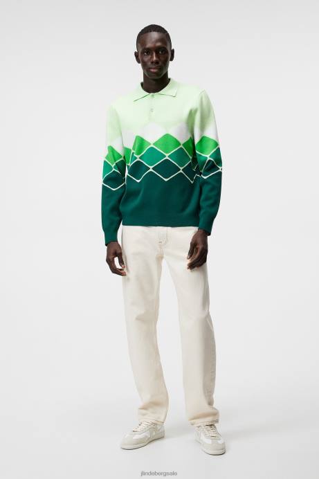 Men J.Lindeberg Rain Forest Ron Knitted Shirt Clothing 8R62580