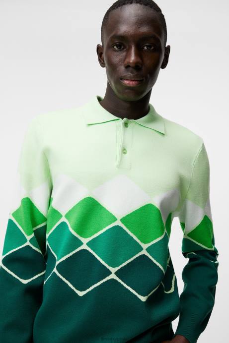 Men J.Lindeberg Rain Forest Ron Knitted Shirt Clothing 8R62580