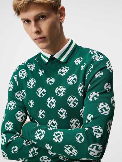 Men J.Lindeberg Rain Forest Sphere Dot Gus Jacquard Sweater Clothing 8R62583