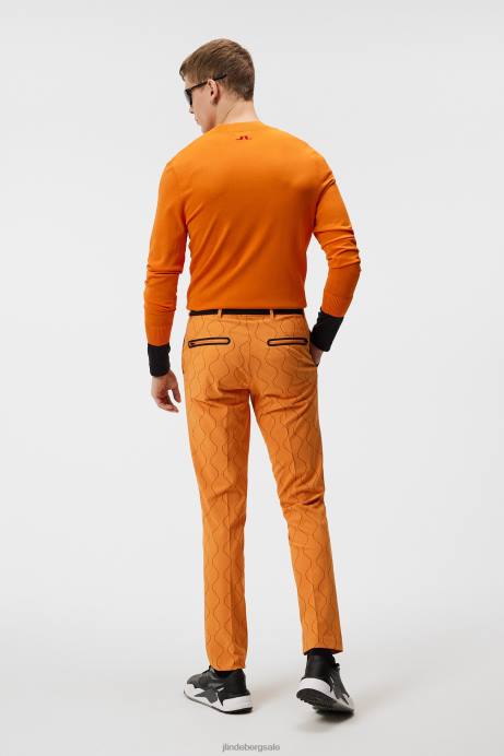 Men J.Lindeberg Russet Orange Gus Knitted Sweater Clothing 8R62588