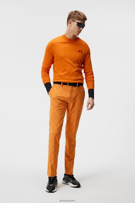 Men J.Lindeberg Russet Orange Gus Knitted Sweater Clothing 8R62588