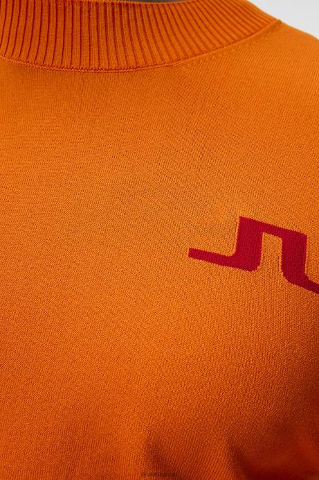 Men J.Lindeberg Russet Orange Gus Knitted Sweater Clothing 8R62588