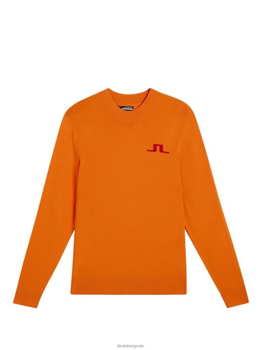 Men J.Lindeberg Russet Orange Gus Knitted Sweater Clothing 8R62588