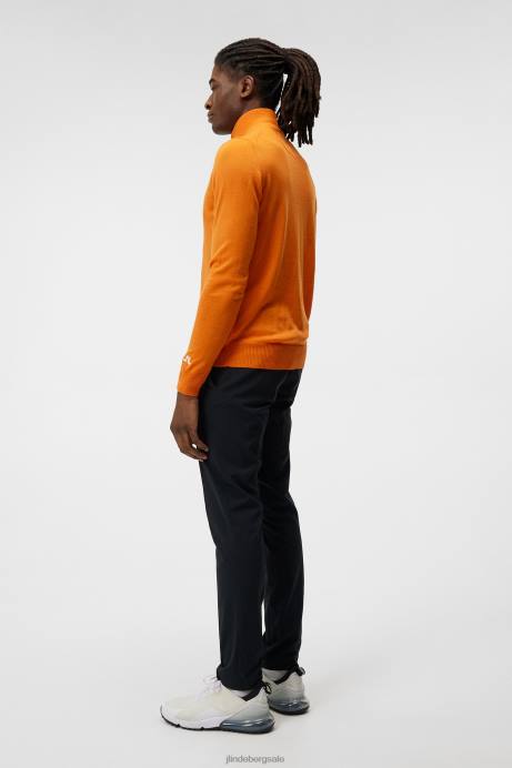 Men J.Lindeberg Russet Orange Kian Zipped Sweater Clothing 8R62658