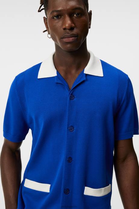 Men J.Lindeberg Surf the Web Wynn Knitted Shirt Clothing 8R62563