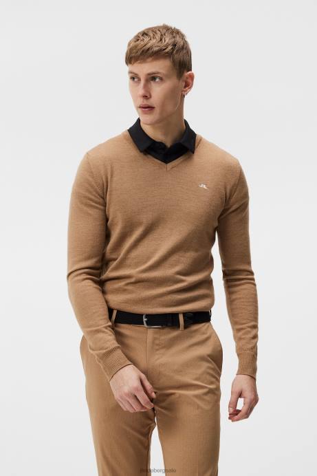 Men J.Lindeberg Tiger Brown Lymann Knitted Sweater Clothing 8R62652