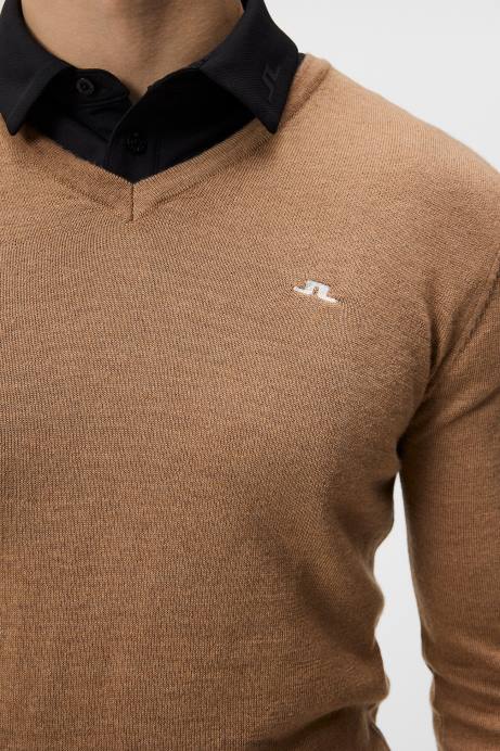 Men J.Lindeberg Tiger Brown Lymann Knitted Sweater Clothing 8R62652