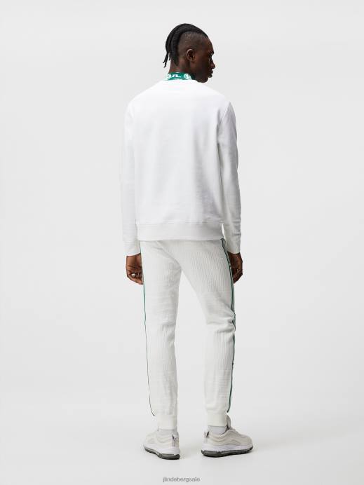 Men J.Lindeberg White Alpha Crew Neck Sweatshirt Clothing 8R62643