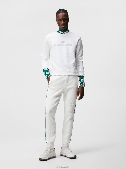 Men J.Lindeberg White Alpha Crew Neck Sweatshirt Clothing 8R62643