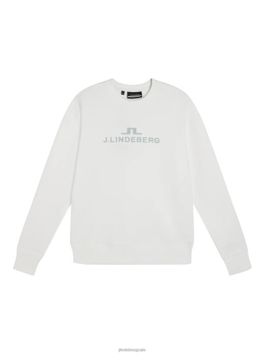 Men J.Lindeberg White Alpha Crew Neck Sweatshirt Clothing 8R62643