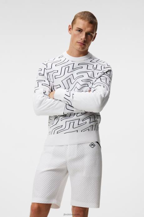 Men J.Lindeberg White Bridge Swirl Bridge Swirl Knitted Sweater Clothing 8R62578
