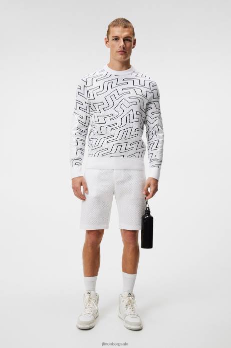 Men J.Lindeberg White Bridge Swirl Bridge Swirl Knitted Sweater Clothing 8R62578