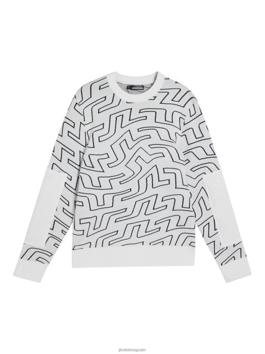 Men J.Lindeberg White Bridge Swirl Bridge Swirl Knitted Sweater Clothing 8R62578