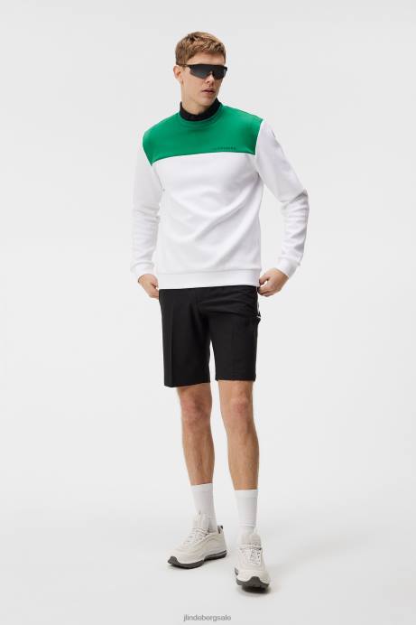 Men J.Lindeberg White Jeff Crew Neck Sweatshirt Clothing 8R62622