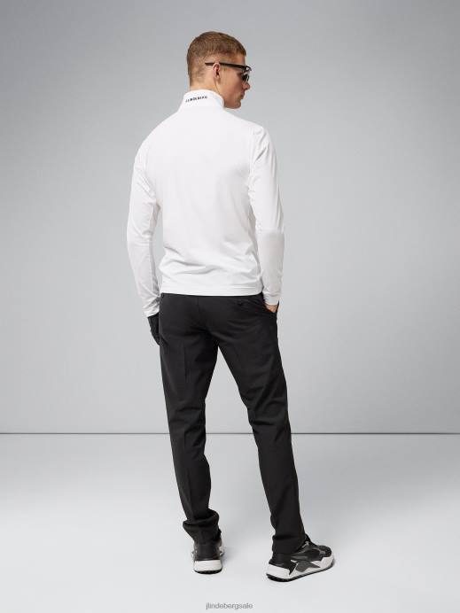 Men J.Lindeberg White Luke Half Zip Mid Layer Clothing 8R62668