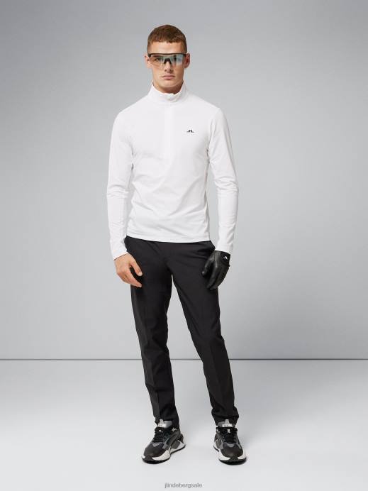 Men J.Lindeberg White Luke Half Zip Mid Layer Clothing 8R62668