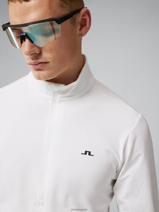 Men J.Lindeberg White Luke Half Zip Mid Layer Clothing 8R62668