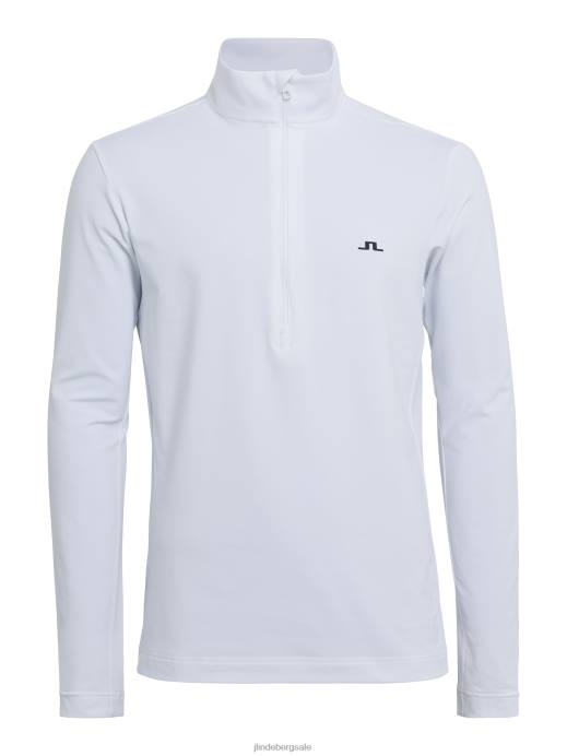 Men J.Lindeberg White Luke Half Zip Mid Layer Clothing 8R62668