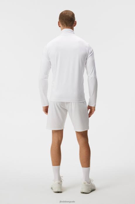 Men J.Lindeberg White Melker Mesh Mid Layer Clothing 8R62565