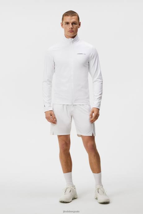 Men J.Lindeberg White Melker Mesh Mid Layer Clothing 8R62565