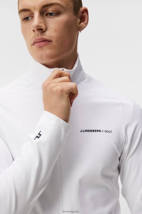 Men J.Lindeberg White Melker Mesh Mid Layer Clothing 8R62565