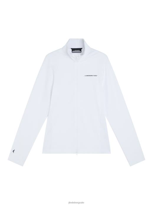 Men J.Lindeberg White Melker Mesh Mid Layer Clothing 8R62565