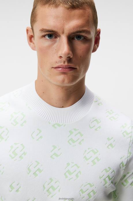 Men J.Lindeberg White Sphere Dot Gus Jacquard Sweater Clothing 8R62584